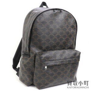 Celine Triomphe Canvas Calfskin Backpack Black Leather